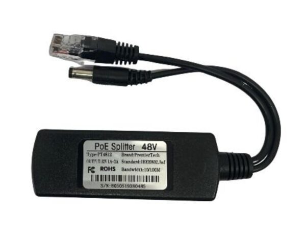 PremierTech® POE Splitter 48V RJ45 PowerOut 12V 1A-2A IEEE802.3AF - PT4812 PremierTech