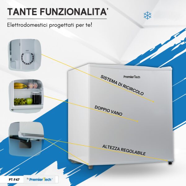 PremierTech Mini Frigo Bar 45 Litri Frigo Hotel Frigo Ufficio Classe E Bianco PT-F47