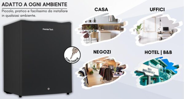 PremierTech PT-FR43BK Mini Freezer Nero Congelatore con chiave 42 litri da -24° gradi 4**** Stelle E 39dB