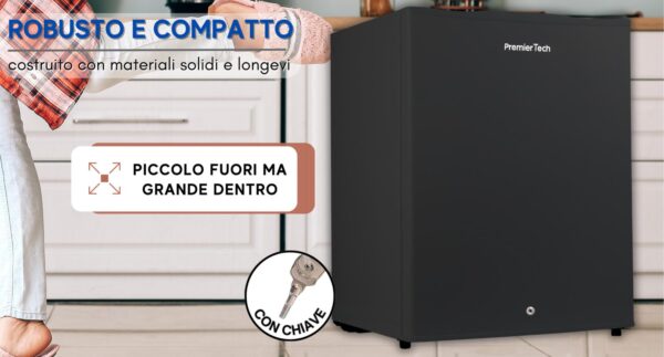 PremierTech PT-FR43BK Mini Freezer Nero Congelatore con chiave 42 litri da -24° gradi 4**** Stelle E 39dB