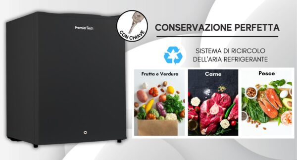 PremierTech PT-FR43BK Mini Freezer Nero Congelatore con chiave 42 litri da -24° gradi 4**** Stelle E 39dB