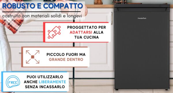 Premiertech PT91FRB Congelatore Freezer verticale 91 litri Nero Classe E sottotavolo