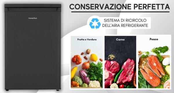 Premiertech PT91FRB Congelatore Freezer verticale 91 litri Nero Classe E sottotavolo