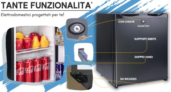 PremierTech Mini Frigo da Incasso 29L Bivalente 220V 12V con chiave PTF29LAD