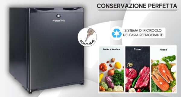 PremierTech Mini Frigo da Incasso 36L Bivalente 220V 12V con chiave PTF36LAD