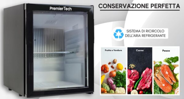 PremierTech Mini Frigo Hotel da Incasso 29L ad Assorbimento con porta in Vetro 220V PTFHG29L