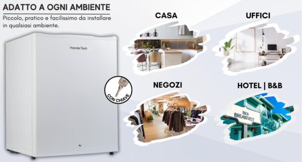 PremierTech PT-FR43K Mini Freezer Congelatore con chiave 42 litri da -24° gradi 4**** Stelle E 39dB