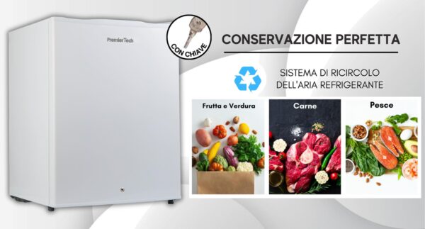 PremierTech PT-FR43K Mini Freezer Congelatore con chiave 42 litri da -24° gradi 4**** Stelle E 39dB