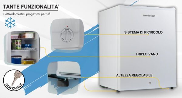 PremierTech PT-FR43K Mini Freezer Congelatore con chiave 42 litri da -24° gradi 4**** Stelle E 39dB