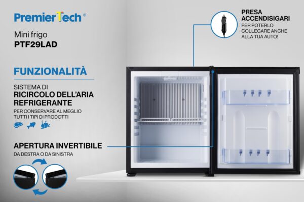 PremierTech Mini Frigo da Incasso 29L Bivalente 220V 12V con chiave PTF29LAD