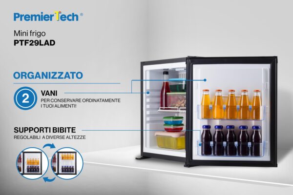 PremierTech Mini Frigo da Incasso 29L Bivalente 220V 12V con chiave PTF29LAD