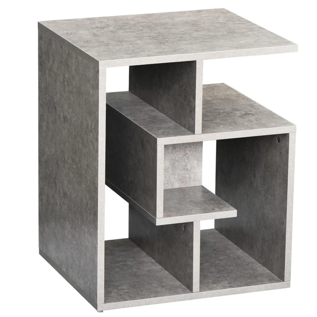 Oigger Tavolino da Salotto Soggiorno Moderno in Legno Effetto Cemento con 3 Ripiani 45x40x55cm Grigio