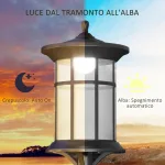 Lampione Solare da Giardino Alto 184cm con Luce LED Bianco Freddo e IP44