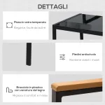 Divano e Tavolino Mobili da Giardino in Rattan e Acciaio Nero