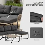 Set da Giardino 5 Pezzi in Rattan con 2 Sedie Laterali