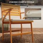 Set da Giardino 3 Pezzi in Legno di Pino con Tavolo Rotondo Ø68x78 cm e 2 Sedie 55x52x87.5 cm con Cuscini