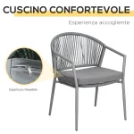 Set da Giardino con 2 Poltrone e Tavolino da Caffè in Rattan PE con Cuscini