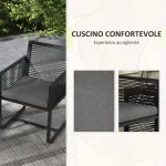 Set da Giardino in Rattan con 2 Poltroncine con Cuscini e Tavolino da Caffè in Vetro