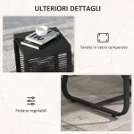 Set da Giardino in Rattan con 2 Poltroncine con Cuscini e Tavolino da Caffè in Vetro