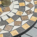 Tavolo da Giardino Rotondo in Metallo e Mosaico per Esterno e Interno