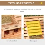 Dondolo in Legno per Giardino o Terrazzo con Tavolino Pieghevole e Portabicchieri