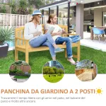 Panchina da Giardino 2 Posti con Seduta e Schienale a Doghe