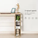 Scrivania Moderna in Legno con Scaffale a 3 Ripiani