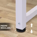 Scrivania Moderna per Computer con Gambe Regolabili e Struttura in MDF e Metallo