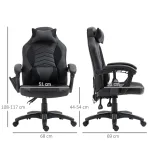 Sedia Poltrona da Ufficio Massaggiante e Riscaldante Design Ergonomico Reclinabile Ecopelle 68L×69P×(108-117)Acm Nera