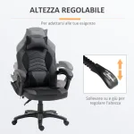 Sedia Poltrona da Ufficio Massaggiante e Riscaldante Design Ergonomico Reclinabile Ecopelle 68L×69P×(108-117)Acm Nera