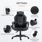 Sedia Poltrona da Ufficio Massaggiante e Riscaldante Design Ergonomico Reclinabile Ecopelle 68L×69P×(108-117)Acm Nera