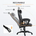 Sedia Poltrona da Ufficio Massaggiante e Riscaldante Design Ergonomico Reclinabile Ecopelle 68L×69P×(108-117)Acm Nera