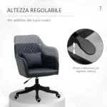 Sedia Ufficio Ergonomica e Regolabile in Similpelle Grigio Scuro con 2 Punti