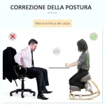 Sedia Ergonomica con Inginocchiatoio in Legno di Betulla e Cuscino imbottito