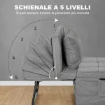 Pouf Letto Pieghevole Multiuso 4 in 1 con Schienale Reclinabile a 5 Livelli