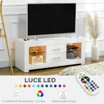 Mobile Porta TV da 55"" con Luci LED a 12 Colori e Telecomando