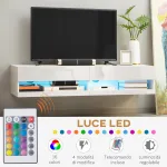 Mobile TV Sospeso 65"" max in Truciolato con 2 Armadietti a Ribalta e Luci LED