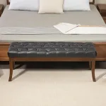 Panca Fondo Letto Imbottita con Design a Bottoni e Gambe Ricurve