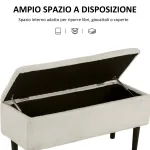 Panca Fondoletto con Vano Contenitore da 47L e Rivestimento Bouclé