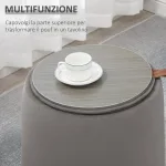 Pouf Contenitore in Velluto 2 in 1 Convertibile in Tavolino da Caffè