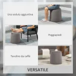 Pouf Contenitore in Velluto 2 in 1 Convertibile in Tavolino da Caffè