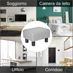 Pouf Poggiapiedi in Tessuto Effetto Lino Imbottito