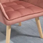 Poltroncina Stile Nordico in Legno ed Effetto Velluto Rosa per Soggiorno o Ufficio