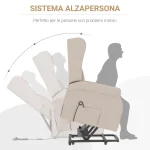 Poltrona Alzapersone Reclinabile Con Telecomando Utilizzo Semplice e Intuitivo Colore Bianco Crema Poltrona Alzapersone Reclinabile Con Telecomando