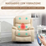 Poltrona Relax Reclinabile Beige con 8 Punti Massaggianti