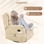 Poltrona Relax Reclinabile Beige con 8 Punti Massaggianti