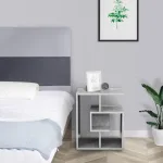 Tavolino da Salotto Soggiorno Moderno in Legno Effetto Cemento con 3 Ripiani 45x40x55cm Grigio