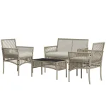 Oigger Set da Giardino in Rattan da 4 Pezzi con 2 Poltroncine