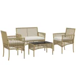 Oigger Set da Giardino in Rattan da 4 Pezzi con 2 Poltroncine