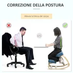 Sedia Ergonomica con Inginocchiatoio in Legno di Betulla e Cuscino